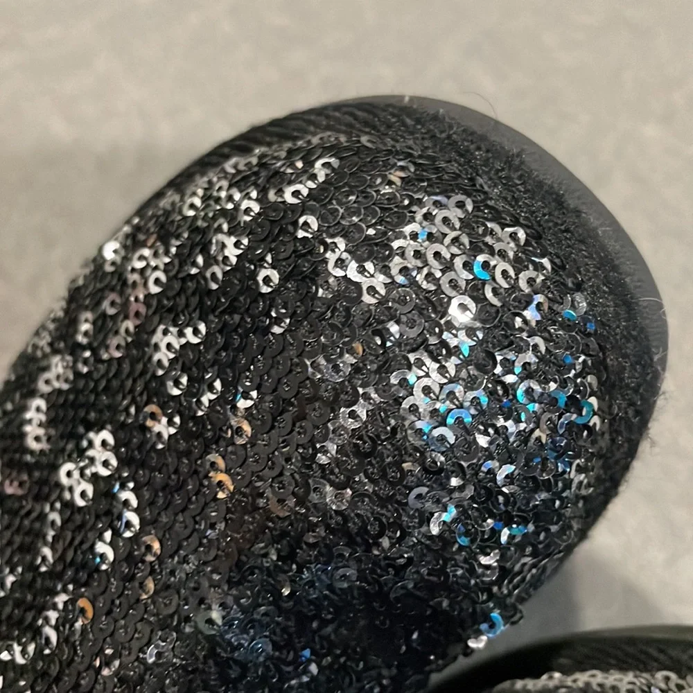 Sonoma Black and Silver Sequins Faux Fur Boots